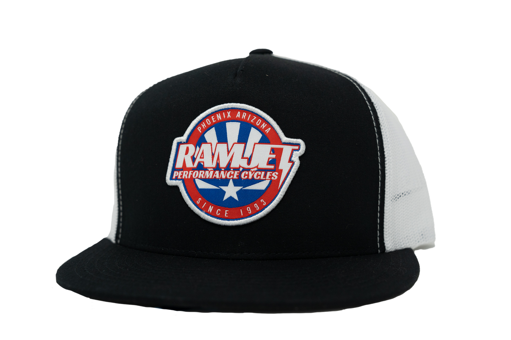 RAMJET RACING RWB BOLT TRUCKER SNAPBACK BLACK/WHITE